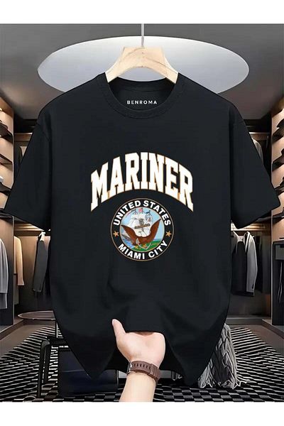 BENROMA 1 προϊόν για αγορές 6 και άνω Δώρο Mariner United States Miami City Printed Oversize T-shirt