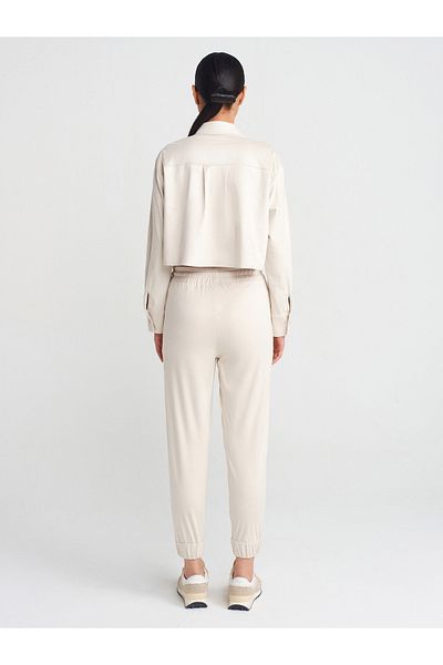 Dilvin 71594 Beige Suede Jogger Pants - Cuffed