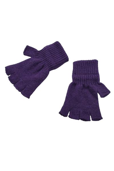 AXE SPORTSWEAR Winter Dark Violet Color Fingerless Cut-Out Half Finger Soft Textured Knitted Knitwear Gloves