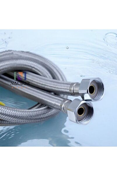 Nalbur Bakkal 1/2 - 3/8 Flex Su Bağlantı Hortumu Klozet,kombi,Taharet Çelik Hortum 60 Cm