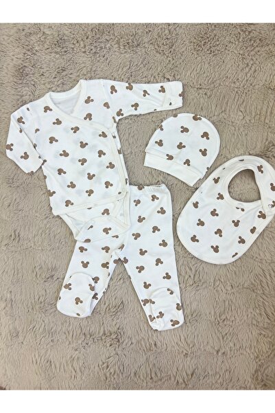 Beybi YENİDOĞAN KENDİNDEN ELDİVENLİ PAMUKLU 4’LÜ BEBEK TAKIMI