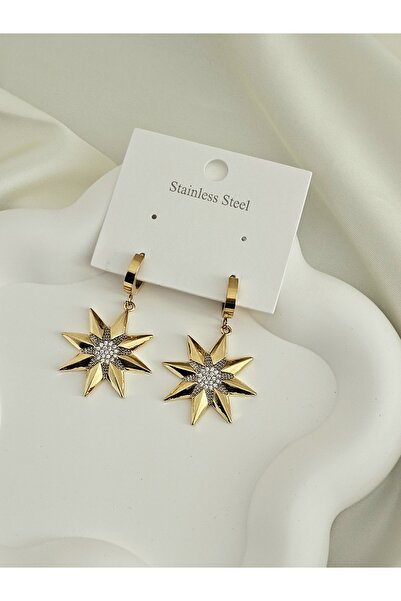 bej jewelry Yıldız Sallantılı Gold Küpe