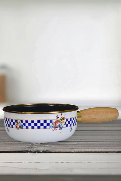 PR HOME Allegro Enamel Wooden Handle Boiling and Sauce Pan 16 cm