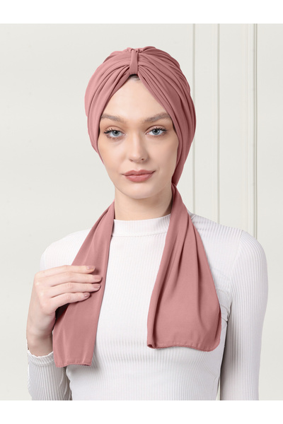 ada sanatsal Practical Hijab Bonnet with Double Sided Scarf Dried Rose