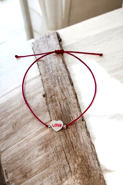 LA TINY AKSESUAR Pink Love Written Heart Figured Bracelet, Fimo Macrame Rope ...