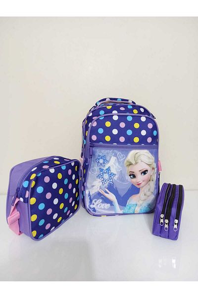 Alanç Gift Rucsac ortopedic pentru fete de culoare liliac - Set cu nutriție și suport pentru stilou
