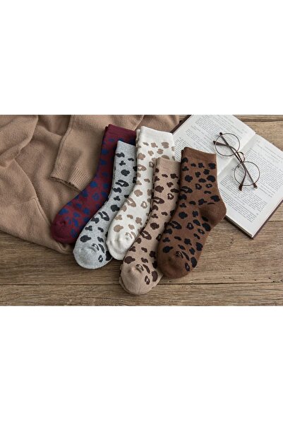 DM DEL MORE SOCKS 5 чифта дамски многоцветни леопардови чорапи до глезена, комплект от 5 броя