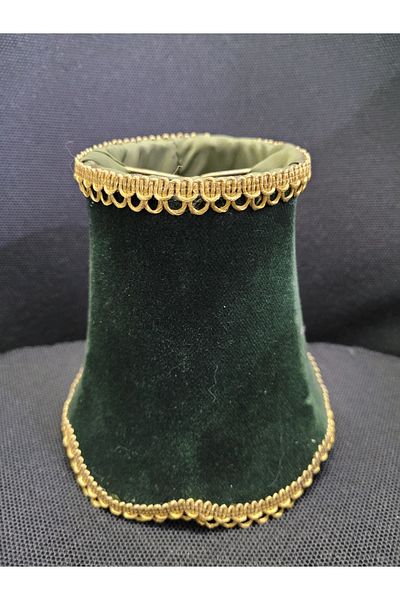 esdekor Dark Green Gold Embroidered Lamp Sconce Cap - 12cm Height, 12cm Diameter, 1 Piece