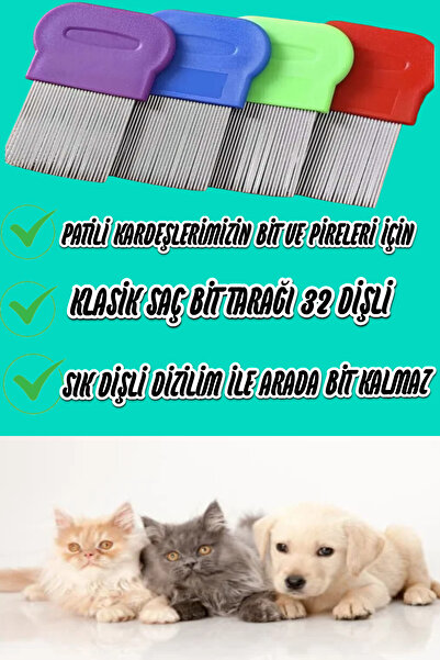 ESENLİWE Professional Bit Tarağı Plastik Saplı Metal Uçlu Bit Tarağı Kedi Köp...