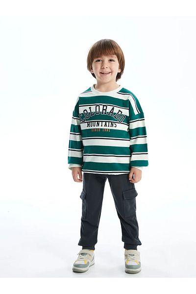 LC Waikiki Lcw Kids Beige Crew Neck Boys Sweatshirt and Sweatpants Bottom 2 Pcs