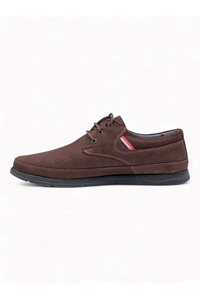 ZAC SHOES Nubuck Orthopedics ZAÇ 5000 - Ανδρικά παπούτσια με τρύπες και κορδόνια καφέ