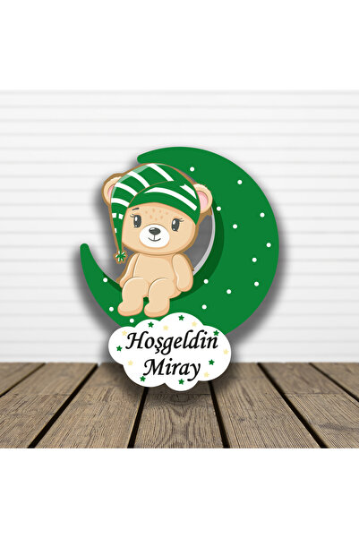 HET Concept 20 Adet Kişiye Özel Magnet Ay Üstünde Oturan Kız Ayıcık Bebek Hediyelik, Doğum Günü Magneti