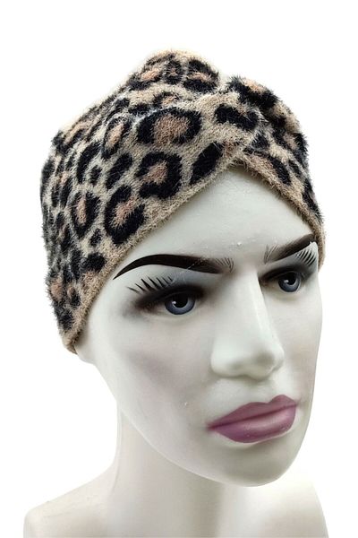 AXE SPORTSWEAR Pluș moale de iarnă - Bandă de păr pentru femei cu model leopard elastic