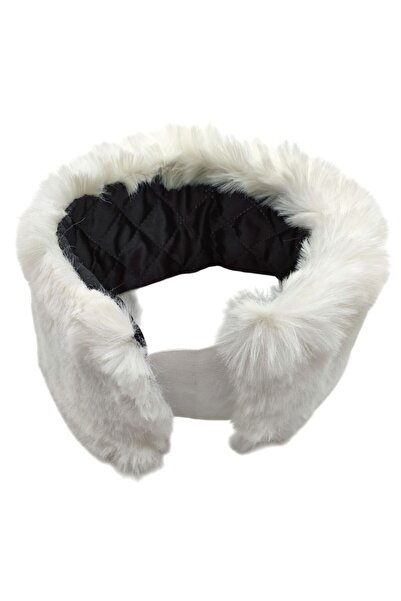 AXE SPORTSWEAR Winter Ecru Faux Fur Detailed Soft Textured Plush Hip Bandana Neck Collar with Elastic Back