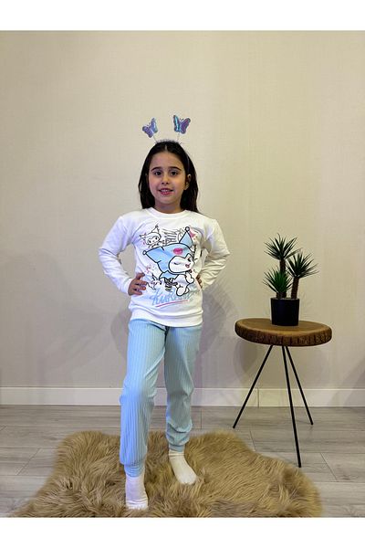 Free Beka Set de pijamale cu model Kuromi pentru copii, cu șase nervuri și set de pijamale confortabile și din bumbac imprimate