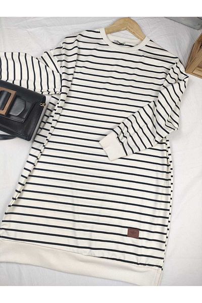 ALMİNA Modal Fabric Stripes Tunic Sweatshirt