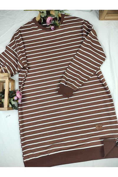 ALMİNA Modal Fabric Stripes Tunic Sweatshirt