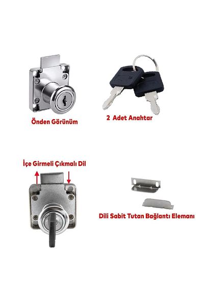 nublado Square Drawer Lock with 2 Keys Latch - Cabinet Furniture Lock Metal