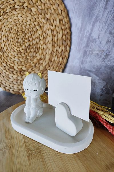 puridadesign Decorative Romantic Lover Heart Note Holder and Angel Set