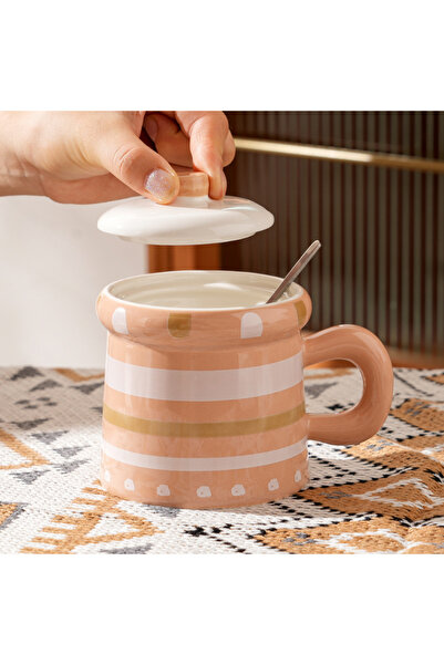 Livava Ethnic Patterned Ceramic Mug, Coffee, 9X9