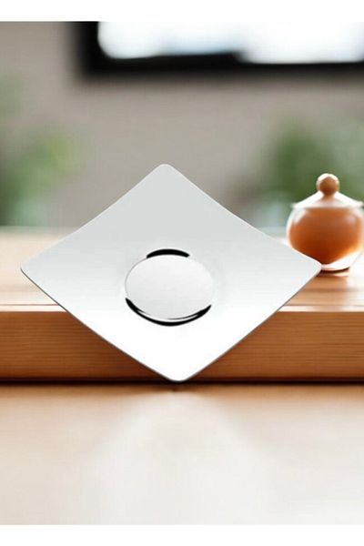 LeesHome 12 طبق شاي فولاذي مربع