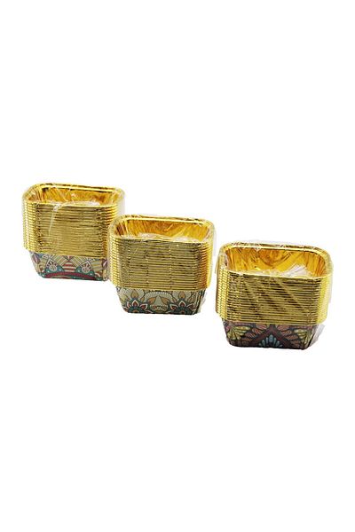 Light up 20 Pcs Gold - Foil Rectangular - Thick Muffin Paper Cake Capsules