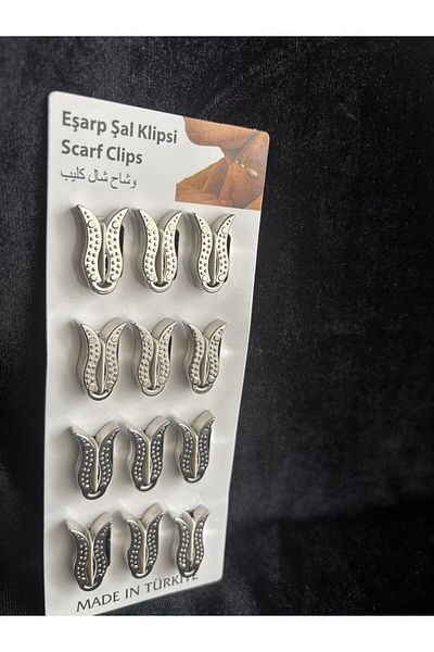DİBA AVM LALE Model 12-Pece Turban Clip - Μαντίλι, Σάλι, Φουλάρι Clamp Needle Shawl Scarf