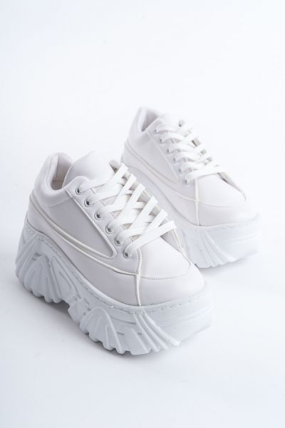 SEEM & BE Pantofi sport cu talpă înaltă cu platformă Gemma Pantofi albi pentru femei