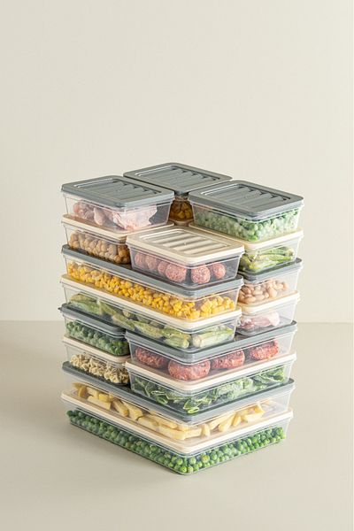 Palica Set of 24 Microwave and Freeze Compatible Storage Containers,2X2400Ml 4X1200Ml 6X1170Ml 12X600Ml