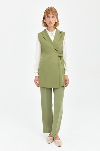 Nihan Olive Vest - Side Tie