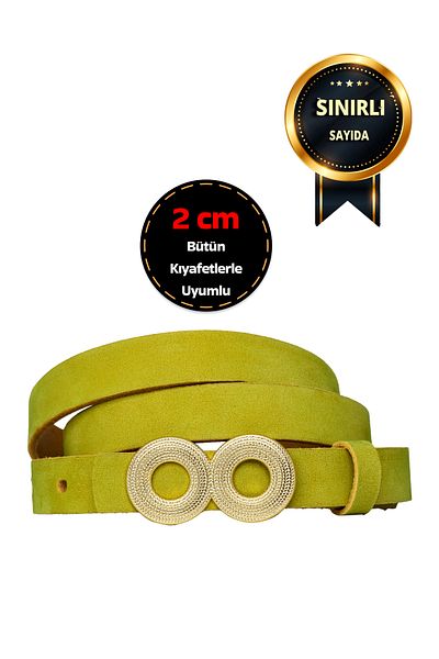 GoDeri 100% Γνήσιο Μαλακό Δέρμα Nubuck, Γυναικεία Ζώνη Πράσινη Φιστίκι 2cm; Φόρεμα, Ζώνη Παντελονιού gozovalgold