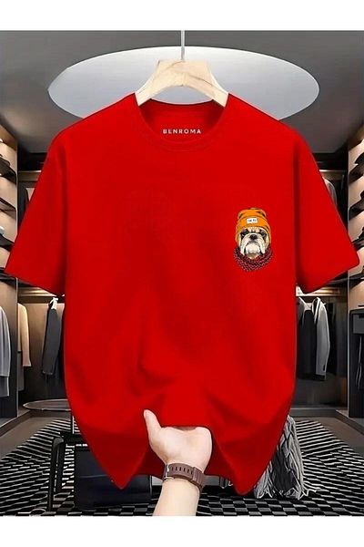 BENROMA 1 Product Is a Gift for Purchases of 6 or More Dog Printed Oversize T-Shirt