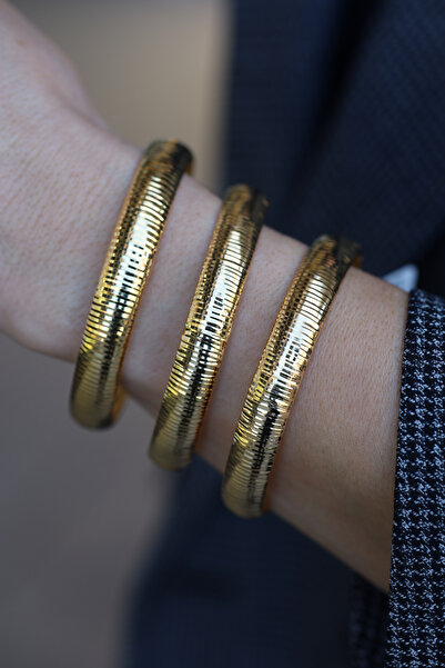 Yenigün Kuyumculuk 14 Ayar Altın Üçlü Şarnelli Amerikan Kalem Model Bilezik