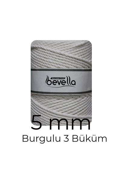 Bevella Macrame Cord Ecru Twisted 5 mm 3 Twist 1 Kg Μακραμέ Σχοινί Κούνια Αιώρα Σχοινί