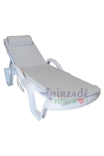mirzade Sunbed Cushion Luxury Waterproof Fabric Padded Gray Sponge Zippered-cream