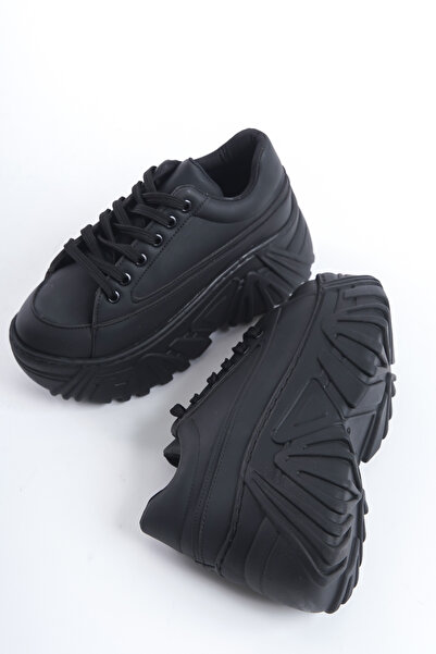 SEEM & BE Gemma Platform Yüksek Taban Spor Ayakkabı Kadın Siyah Sneaker