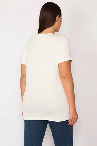 Şans Γυναικεία Μπλούζα Bone Lacquer Με στάμπα βισκόζης μεγάλου μεγέθους 65n29116