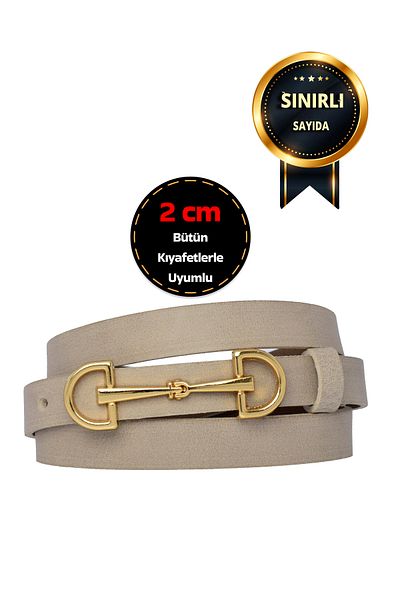 GoDeri 100% μαλακό δέρμα Nubuck, 2 cm ανοιχτό γκρι γυναικεία ζώνη D&Dgold