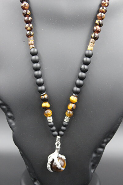 magıcgrange Özel Tasarım El Yapımı Kartal Pençesi , Kaplan Gözü Doğaltaş Kolye Cesaret Taşı