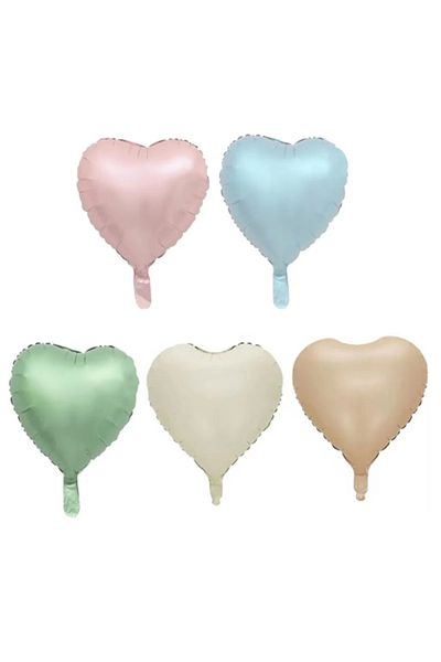 aşkın concept Baby Pink in Retro Colors Baby Blue Water Green Cream Caramel Heart Balloon Set of 5 45 cm 5 Pieces