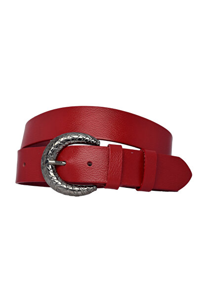 GoDeri 100% натуральна шкіра, блискуча срібна пряжка, червоний жіночий ремінь, спортивний ремінь 4 см = an-byn-18