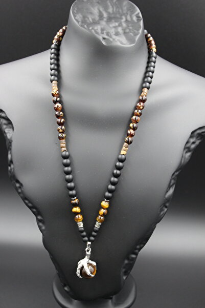 magıcgrange Özel Tasarım El Yapımı Kartal Pençesi , Kaplan Gözü Doğaltaş Kolye Cesaret Taşı