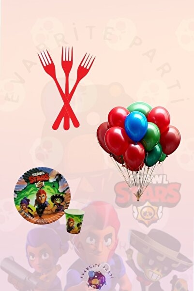 Evabrite مجموعة من 16 شخصًا تحت عنوان Brawl Stars - لوازم مجموعة حفلات أعياد ...