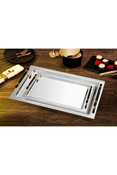 Tiamo Rio Çay ve Kahve Tepsisi Black Gold 18/10 Çelik