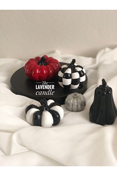 Genel Markalar Dekoratif Tepsili 4 Lü Siyah Beyaz Desenli Kabaklar(KÜÇÜK GÜMÜ...