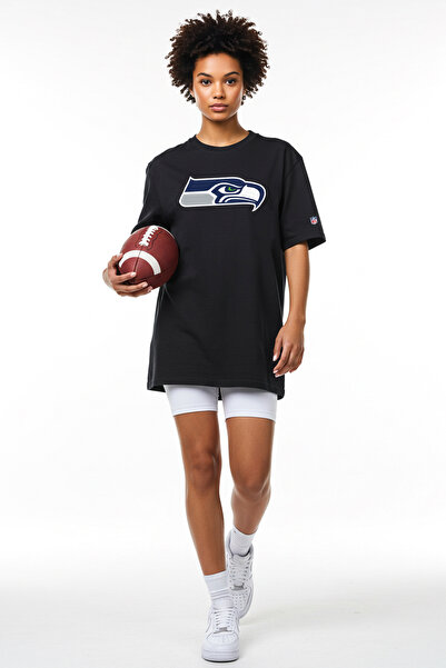 BA Sportswear تي شيرت سياتل سياهوكس لكرة القدم باللون الأسود مقاس كبير NFL