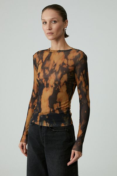 GRIMELANGE Sarai Women's Print Long Sleeve Slim Fit Print Blouse