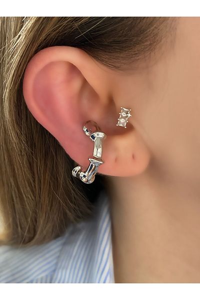 Pinery Jewels Silver Color Hoop Women Cartilage Earrings