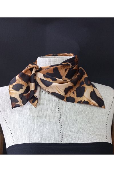es moda shop Sarah Satin Scarf - Neck Tie Leopard Print
