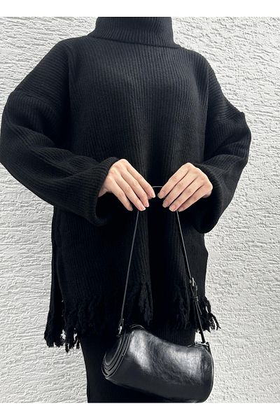 MELEK ARAZ Black Tassel Detailed Knitwear Skirt Set